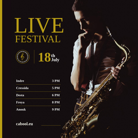 Modèle de visuel Jazz Festival Musician Holding Saxophone - Instagram