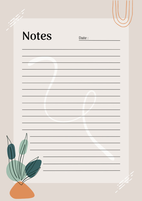 Notes Page with Plant Schedule Planner Design Template