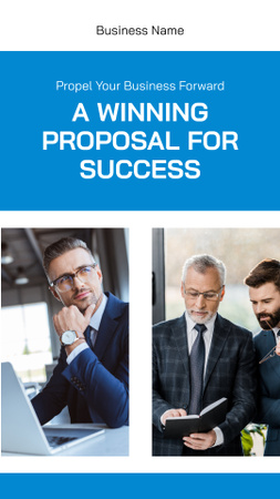 Collage with Businessmen at Business Meeting Mobile Presentation Design Template