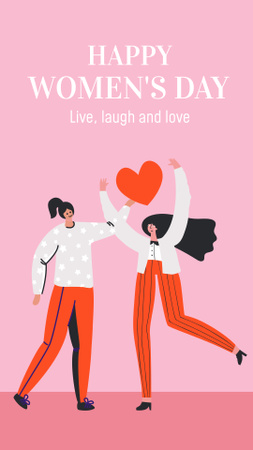 Plantilla de diseño de Women's Day Greeting with Woman holding Big Heart Instagram Story 