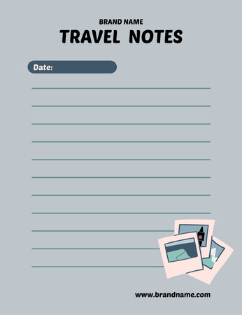 Designvorlage Travel Planner in Blue with Photos für Notepad 107x139mm