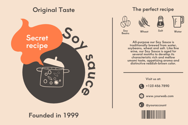 Plantilla de diseño de Original Soy Sauce Label 