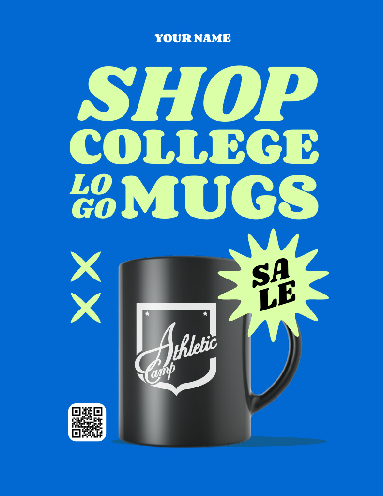 Template di design Best Deals on College Merchandise on Blue Poster 8.5x11in