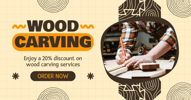 Advanced Wood Carving Service With Discounts Facebook ADデザインテンプレート