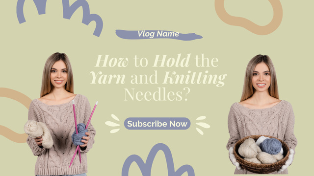 Knitting with Needles for Beginners Youtube Thumbnail Design Template