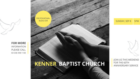 Plantilla de diseño de Invitación de oración con las manos en el libro de la Biblia FB event cover 