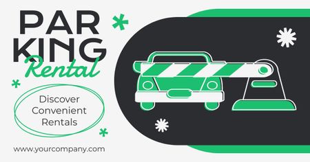 Ontwerpsjabloon van Facebook AD van Parkeerplaatshuuraanbieding met groene auto
