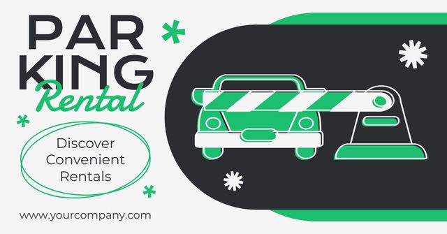 Parking Rental Offer with Green Car Facebook ADデザインテンプレート