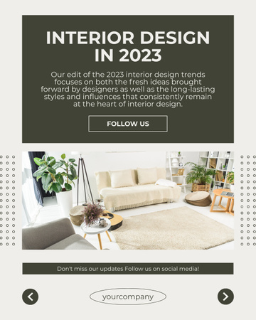 Nabídka trendů interiérového designu Instagram Post Vertical Šablona návrhu