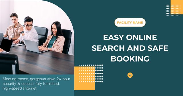 Easy Online Search And Booking Facebook AD Design Template