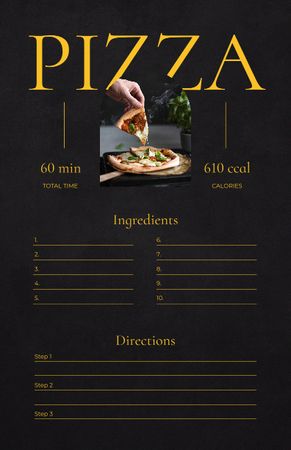 Delicious Pizza Cooking Steps Recipe Card tervezősablon