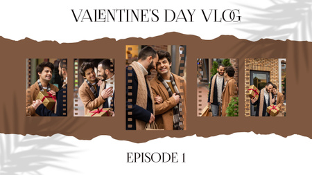 Valentine's Day Vlog with Gay Couple in Love Youtube Thumbnail Design Template