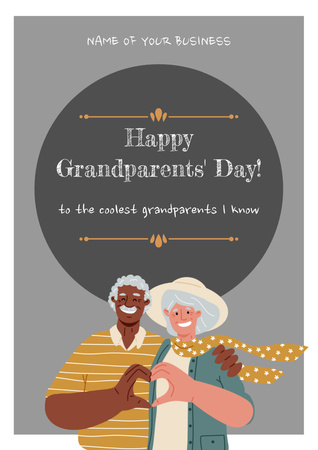 Happy Grandparents Day with Cute Old Couple Poster A3 tervezősablon