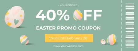 Easter Promo with Traditional Dyed Easter Eggs Coupon Design Template