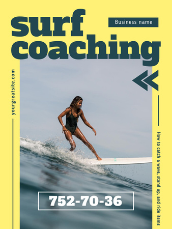 Plantilla de diseño de Surf Coaching Offer Poster US 