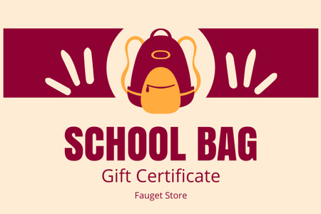 Gift Voucher for School Bags and Backpacks Gift Certificate Design Template