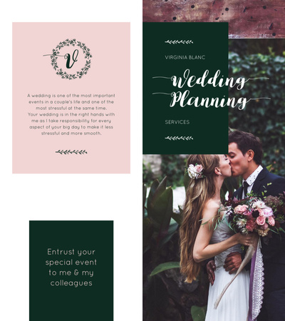 Ontwerpsjabloon van Brochure 9x8in Bi-fold van Bruiloft planning met romantische pasgetrouwden in herenhuis