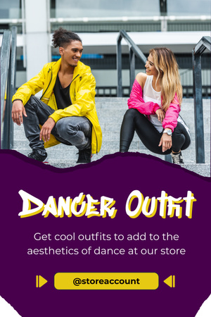 Tanssiasujen tarjous ihmisten kanssa tanssistudiossa Pinterest Design Template