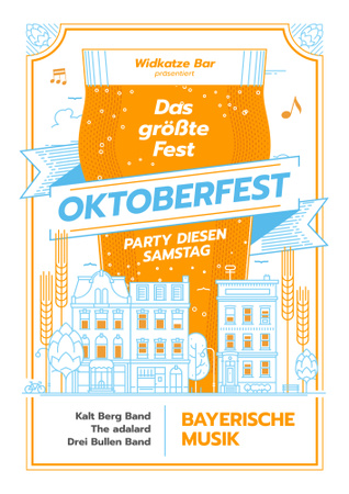 Oktoberfest Party Invitation with Giant Mug in City Poster B2 Šablona návrhu