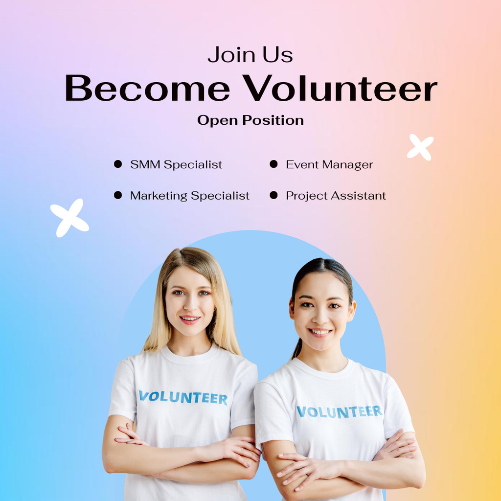 Charity Event Announcement with Female Volunteers Instagram Design Template