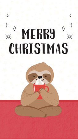 Christmas Holiday Greeting with Cute Sloth Instagram Video Story – шаблон для дизайну