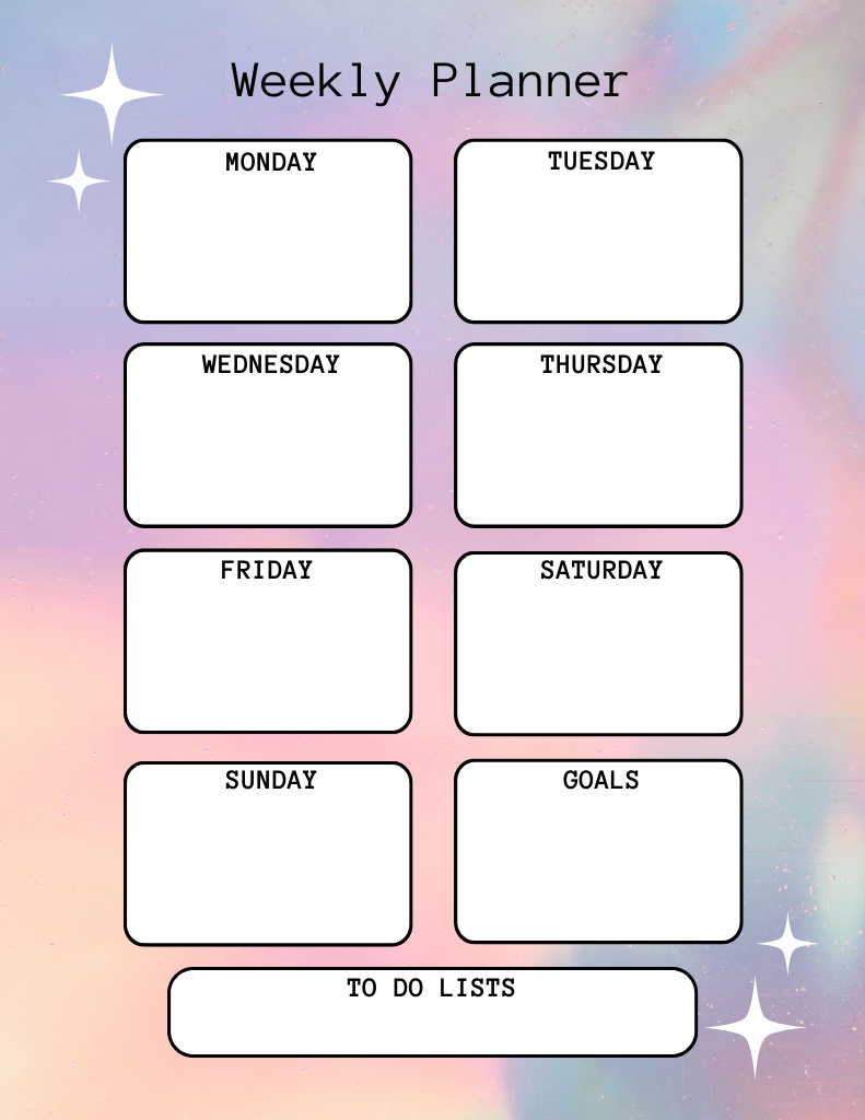 Designvorlage Simple Weekly Planner in Pink Gradient für Notepad 8.5x11in