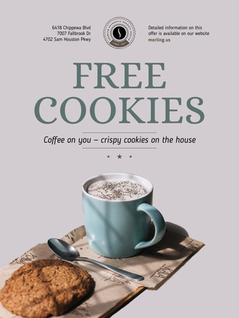 Lovely Coffee Shop Promotion with Crispy Cookies Poster US Design Template