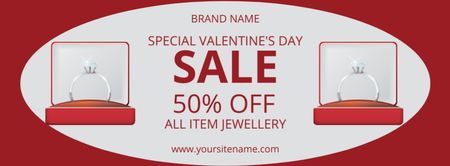 Ontwerpsjabloon van Facebook cover van Valentine's Day Jewelry Sale