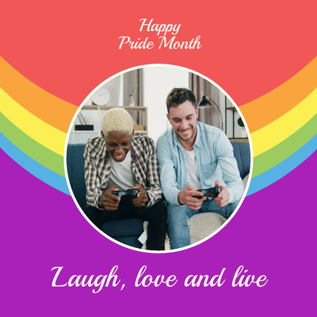 Platilla de diseño Cute LGBT Couple With Pride Month Slogan And Greeting Animated Post