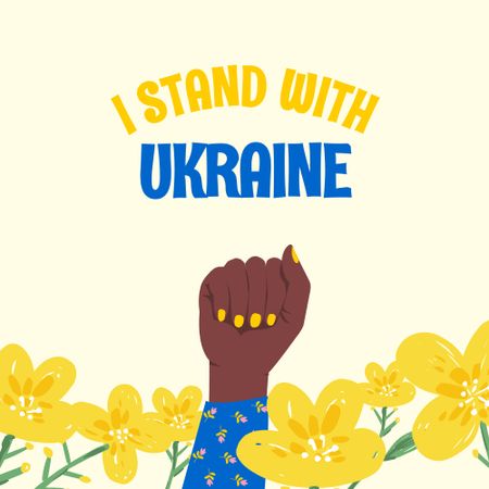 Plantilla de diseño de Black Woman standing with Ukraine Logo 