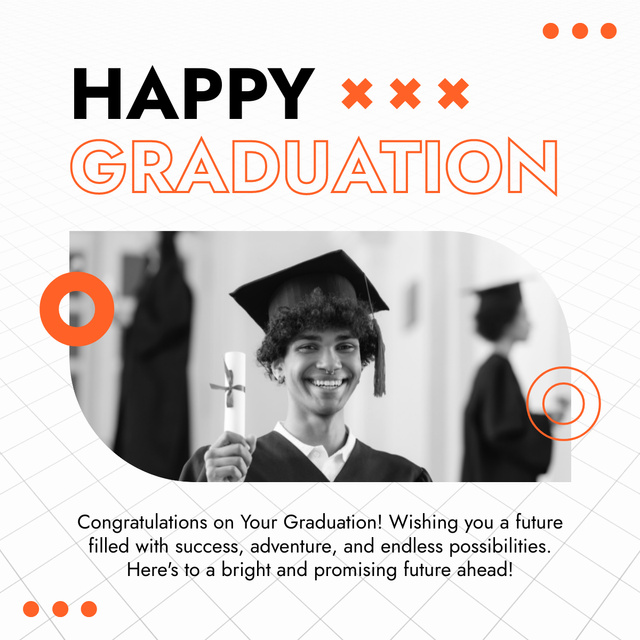 Plantilla de diseño de Graduation Greetings with Happy Graduate LinkedIn post 
