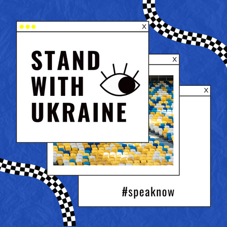 Collage with Call to Stand with Ukraine Instagram Design Template