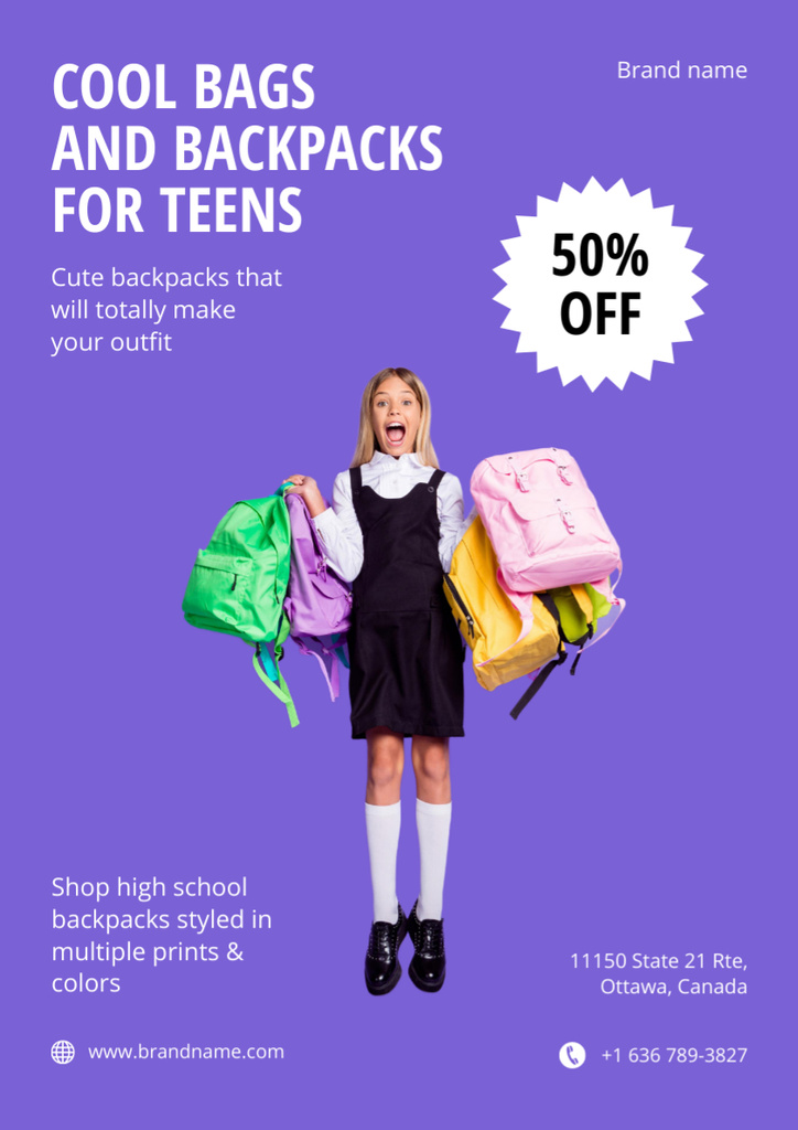 Back to School Sale of Backpacks for Teens Poster A3 Modelo de Design