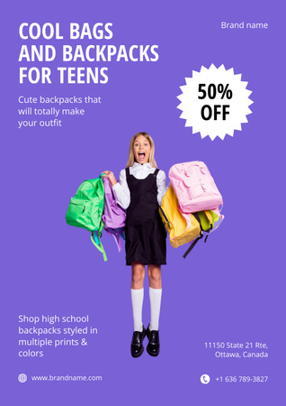 Back to School Sale of Backpacks for Teens Poster A3 Tasarım Şablonu