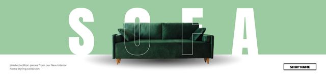 Designvorlage Sale of Stylish Green Sofa für Ebay Store Billboard