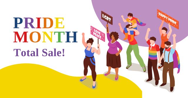 Szablon projektu Pride Month Sale with People at Demonstration Facebook AD