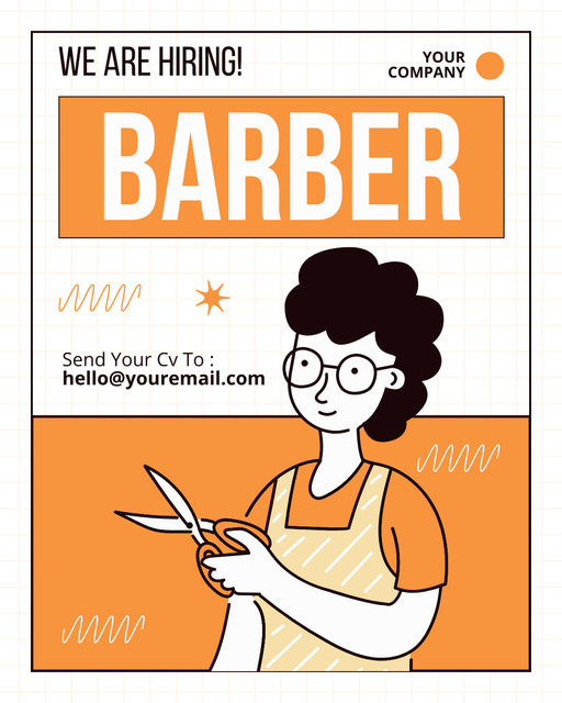 Designvorlage Ad of Hiring a Barber für Instagram Post Vertical