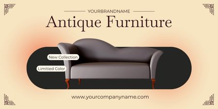 Modèle de visuel Offre de canapé en édition limitée dans un magasin de meubles anciens - Twitter