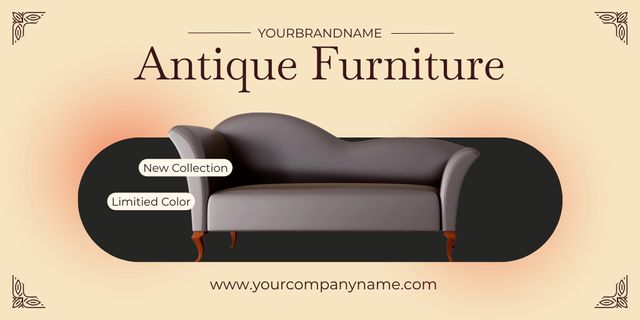 Limited-edition Sofa Offer In Antique Furniture Store Twitter Tasarım Şablonu