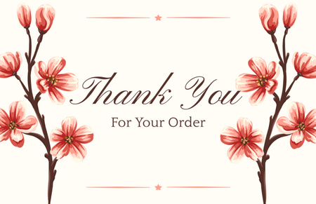 Thank You for Your Order Text with Cherry Blossom Thank You Card 5.5x8.5in Šablona návrhu