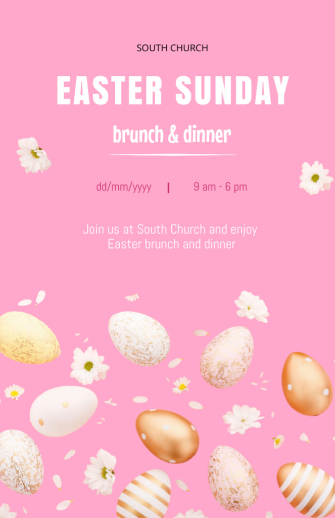 Festive Easter Sunday Event Invitation 5.5x8.5in Tasarım Şablonu
