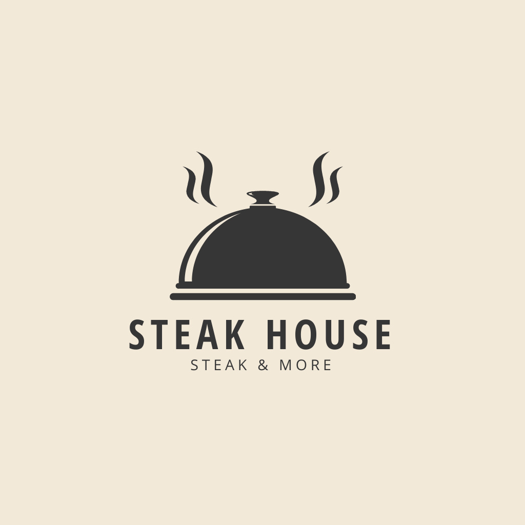 Steak Restaurant Emblem Logo Design Template