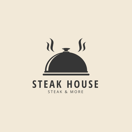 Steak Restaurant Emblem Logo Design Template