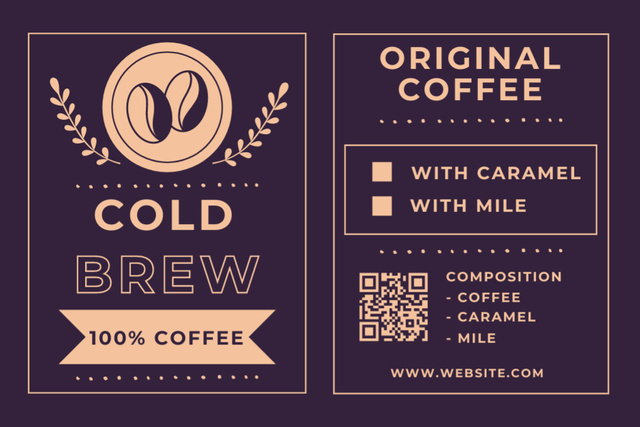 Cold Brew Original Coffee Label Tasarım Şablonu