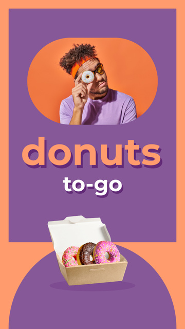 Discounted Doughnuts Takeaway On Weekend Instagram Video Story – шаблон для дизайна