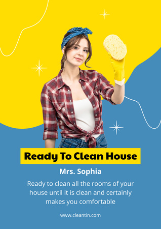 Cleaning Services offer with Girl Poster Design Template