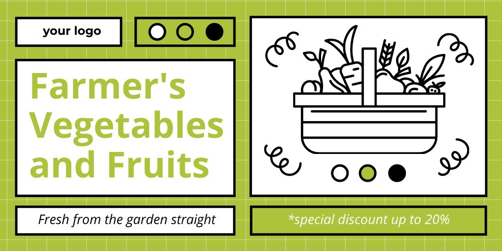 Farmer's Vegetables and Fruits Twitter Modelo de Design
