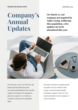 Plantilla de diseño de Actualizaciones anuales de la empresa Newsletter 