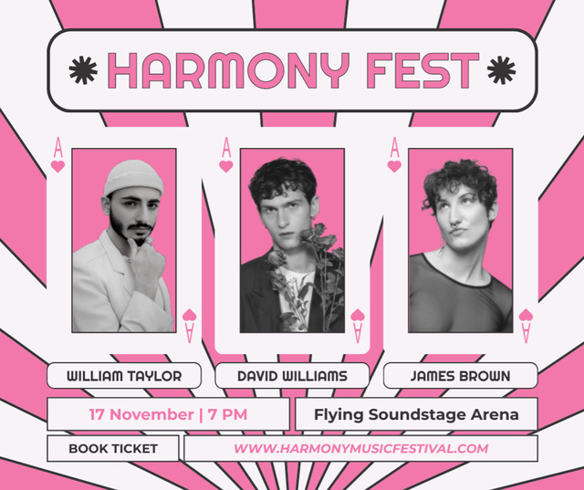 Designvorlage Musical Harmony Festival with Photos of Men für Facebook