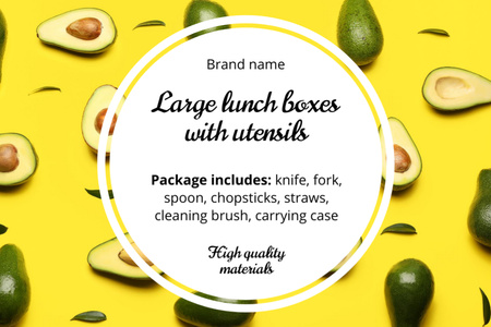 Platilla de diseño Ad of Large Lunch Boxes with Utensils Label